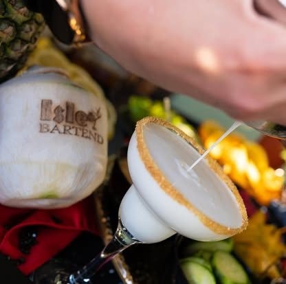 Branded coconut cocktail close-up