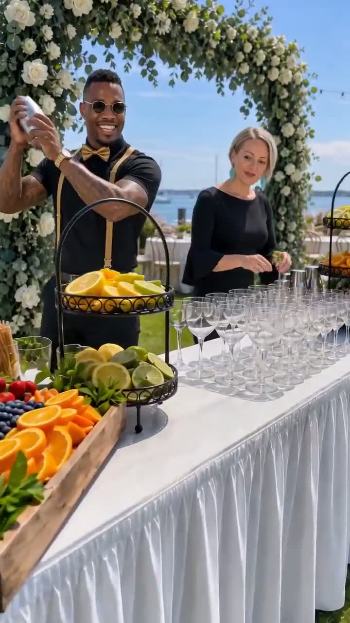 ISLE Bartend bartender finishing a fresh-fruit cocktail at a live event